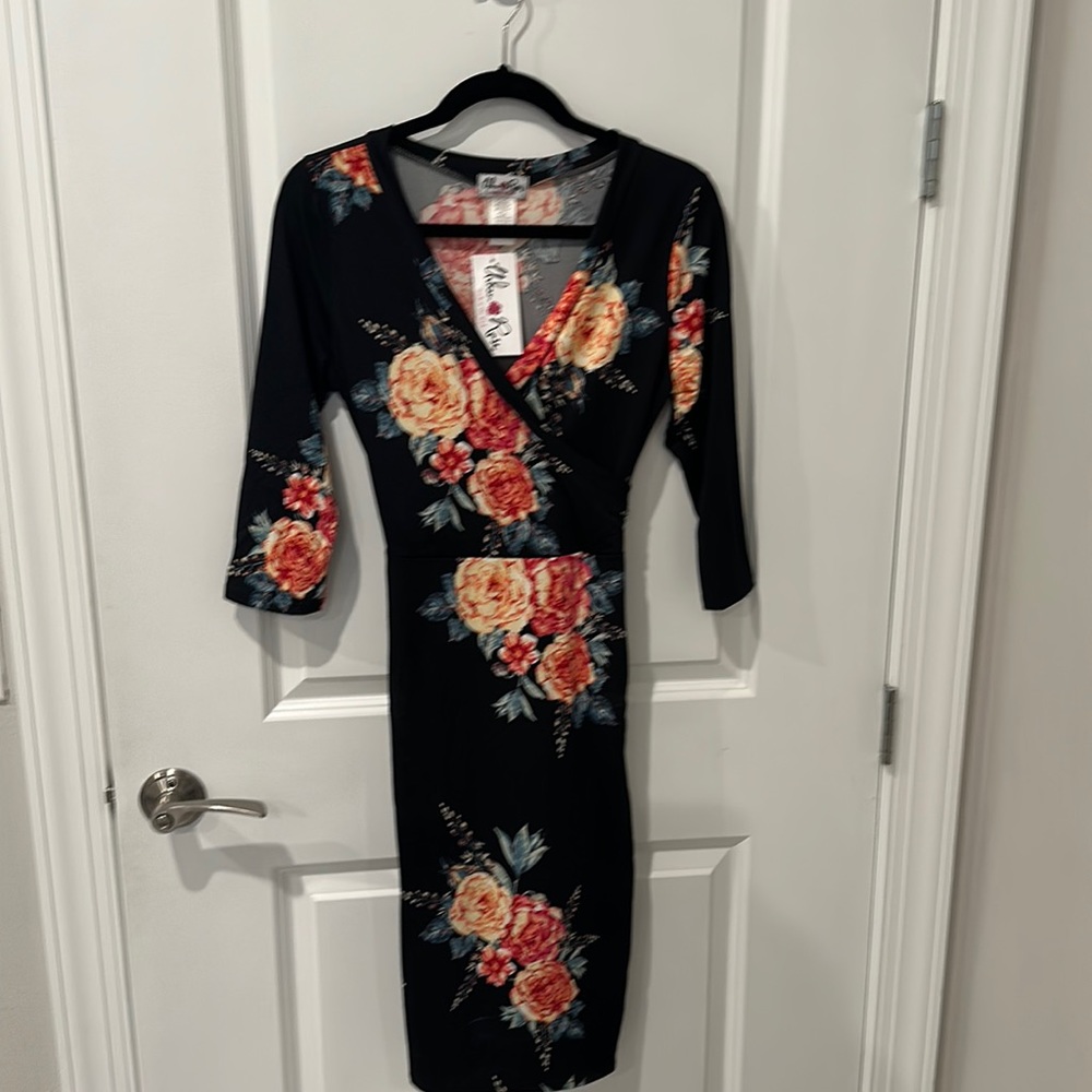 NWT Urban Rose Black Midi Dress Size L